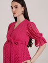 Pink Lace Maternity Long Dress