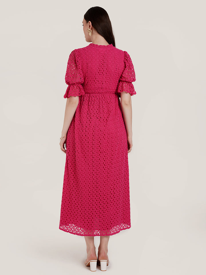 Pink Lace Maternity Long Dress