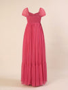 Pink Maternity Tulle Cap Sleeve Party Gown