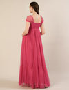 Pink Maternity Tulle Cap Sleeve Party Gown