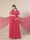 Pink Maternity Maxi Formal Gown with Detatchable Train