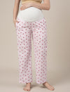 Pink Cotton Printed Maternity & Nursing Night Suit
