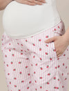 Pink Cotton Printed Maternity & Nursing Night Suit