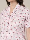 Pink Cotton Printed Maternity & Nursing Night Suit