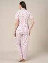 Pink Cotton Printed Maternity & Nursing Night Suit