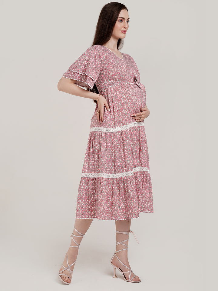 Pink Maternity One Piece Dress