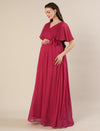 Pink Maternity Pleated Gown