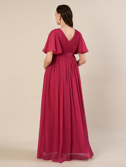 Pink Maternity Pleated Gown