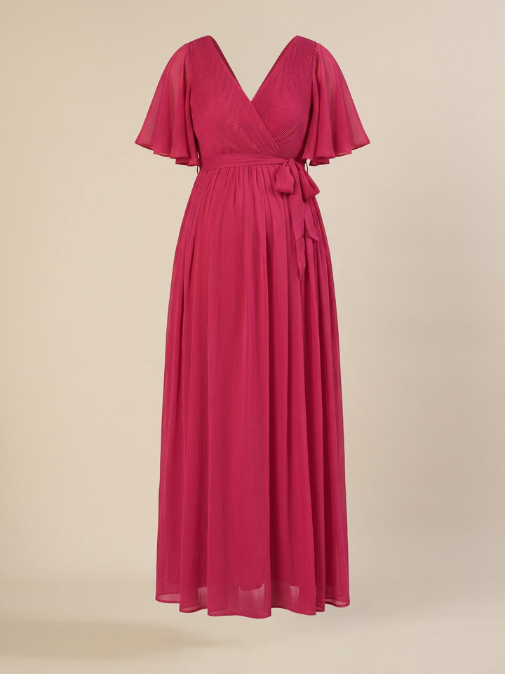 Pink Maternity Pleated Gown