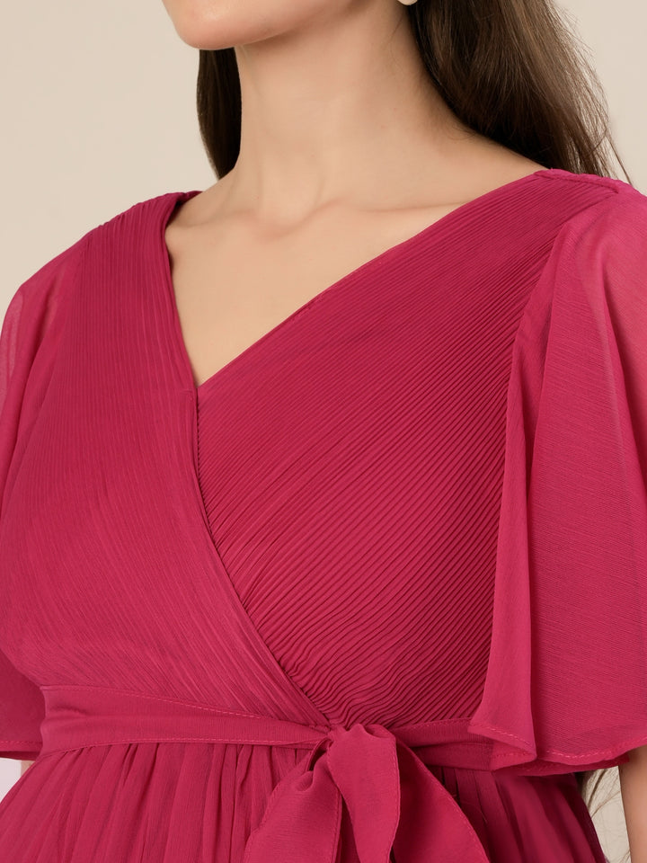 Pink Maternity Pleated Gown