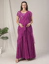 Pink Ruffled Maternity Flared Saree Dress