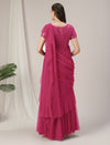 Pink Ruffled Maternity Pre Drapred Saree Gown