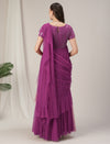 Pink Ruffled Maternity Flared Saree Dress
