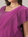 Pink Ruffled Maternity Flared Saree Dress