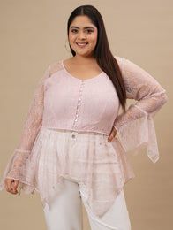 Pink Plus Size Lace Shirt