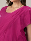 Pink Ruffled Maternity Pre Drapred Saree Gown