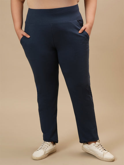 Plus Size Blue Casual Pants