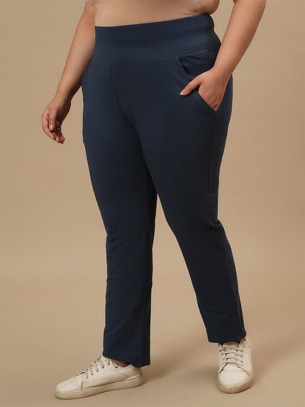 Plus Size Blue Casual Pants