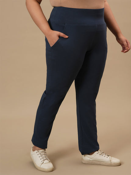 Plus Size Blue Casual Pants