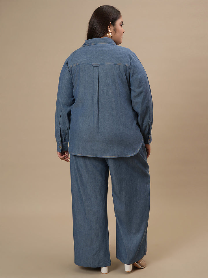 Plus Size Blue Denim Co-Ord Set