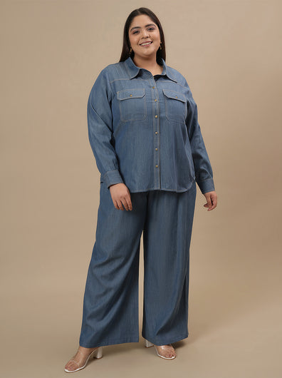 Plus Size Blue Denim Co-Ord Set