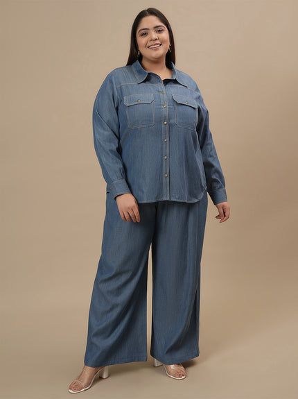 Plus Size Blue Denim Co-Ord Set