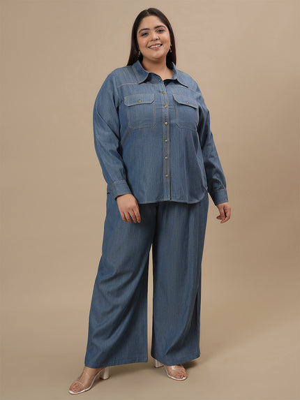 Plus Size Blue Denim Co-Ord Set