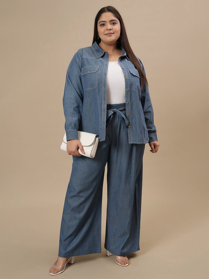 Plus Size Blue Denim Co-Ord Set