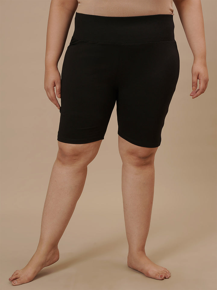 Plus Size Cycling Shorts- Black