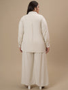 Plus Size Linen Shirt With Pants Coord Set