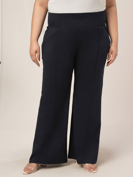 Navy Blue Plus Size Flare Pants