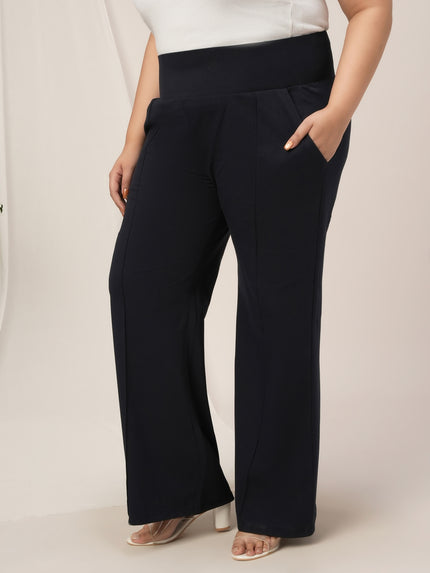 Navy Blue Plus Size Flare Pants
