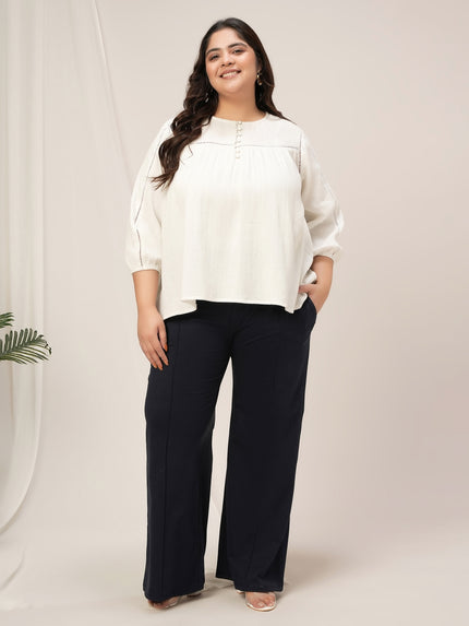 Navy Blue Plus Size Flare Pants