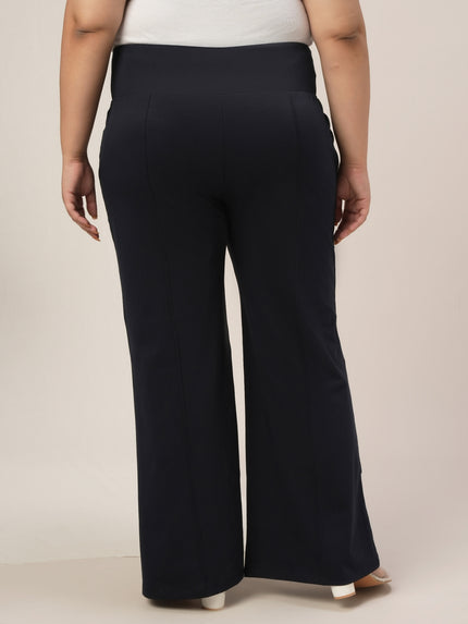 Navy Blue Plus Size Flare Pants