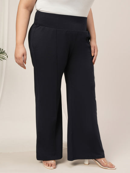 Navy Blue Plus Size Flare Pants