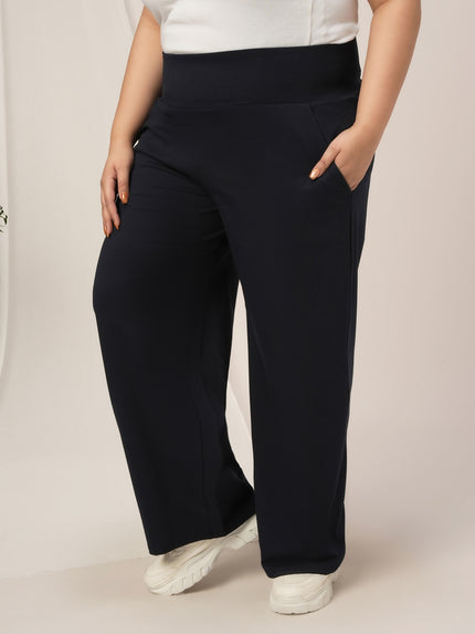 Navy Blue Wide Leg Plus Size Pants