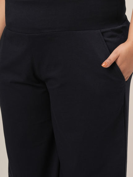 Navy Blue Wide Leg Plus Size Pants