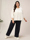 Navy Blue Wide Leg Plus Size Pants