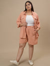 Women Plus Size Collared Cotton Gauze Shirt