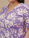 Close-up view of Plus Size Puff Sleeve Dress showing square neckline and puff sleeve detail