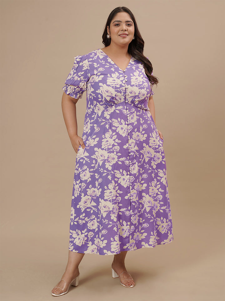 Plus Size Puff Sleeve Dress