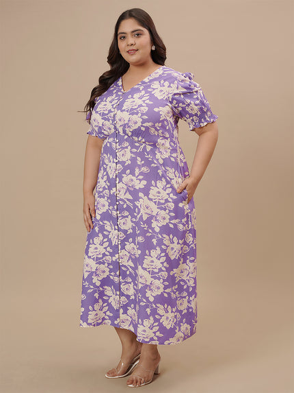 Plus Size Puff Sleeve Dress