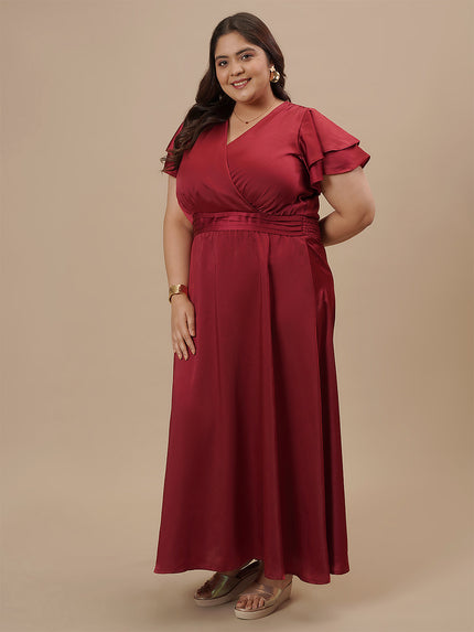 plus size red maxi dress Women Plus Size Red Satin Gown