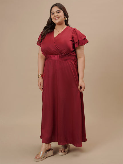 Plus Size Red Satin Gown