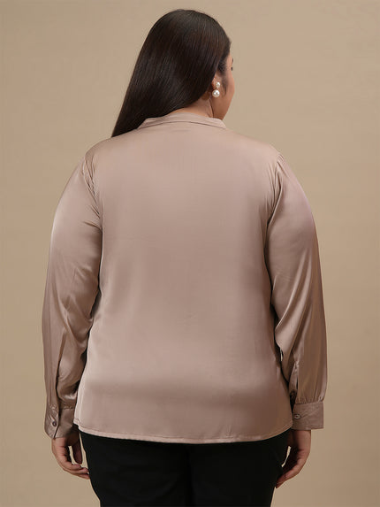 Plus Size Satin Shirt Top