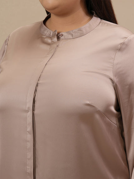 Plus Size Satin Shirt Top