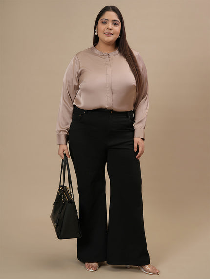 Plus Size Satin Shirt Top