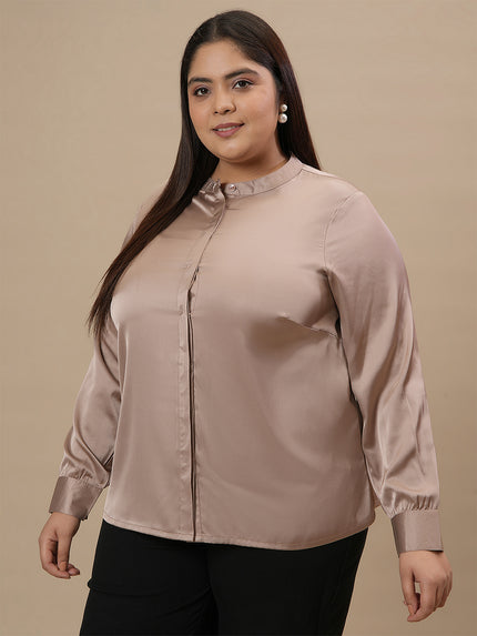 Plus Size Satin Shirt Top