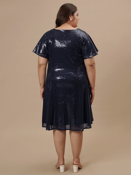Plus Size Sequin Blue Dress