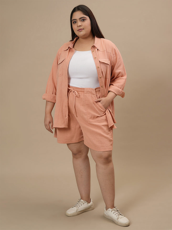 Plus Size Shirt With Shorts Co-Ord Set